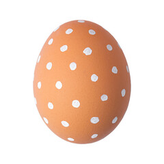 One Easter egg is a natural brown color with a minimalistic white pattern isolated on a transparent background.