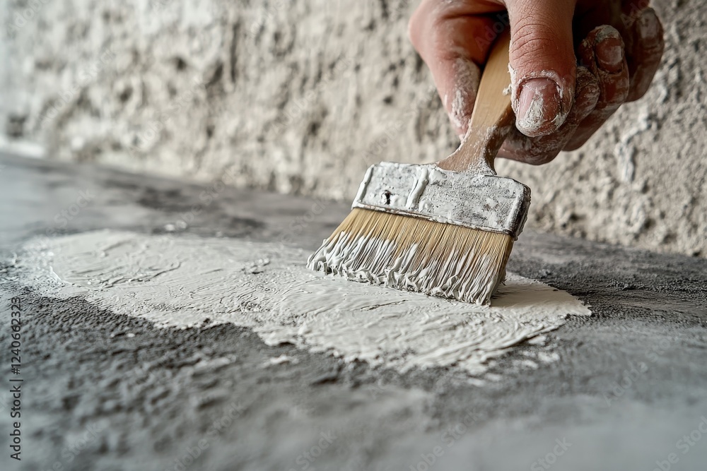Poster paint application technique used for finishing surfaces in a construction environment