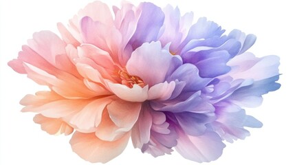 Fototapeta premium Elegant watercolor peony in pastel shades, botanical floral art, isolated on white background