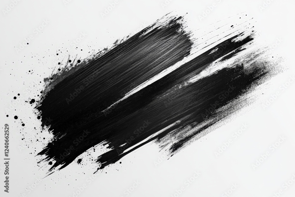 Aufkleber Black paint smear creating an abstract design on a white background emphasizing contrast and texture in modern art expression