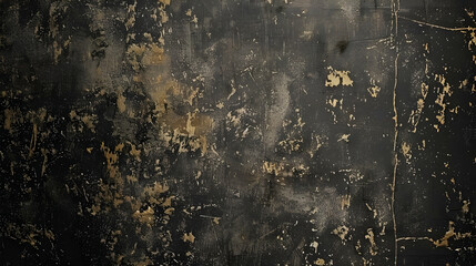 Obraz premium Abstract textured wall with dark tones and golden accents, ideal for backgrounds in design projects