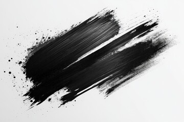 Black paint smear creating an abstract design on a white background emphasizing contrast and texture in modern art expression