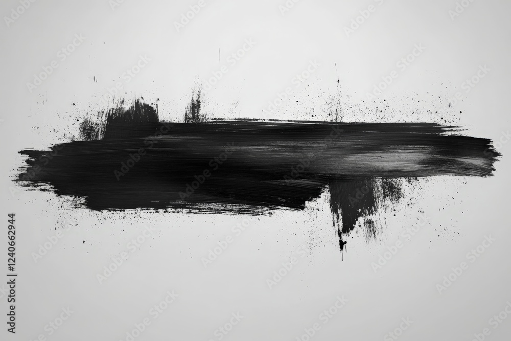 Poster bold black brush stroke on a light background creating a striking artistic effect in modern design
