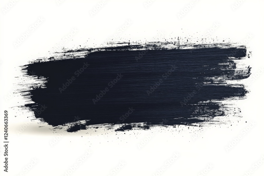 Poster Dark paint stroke on a white background demonstrating artistic texture and depth in abstract expression