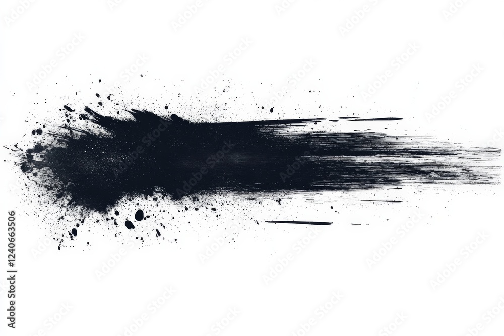 Aufkleber Abstract black paint splash with dynamic texture on a white background created in a studio setting