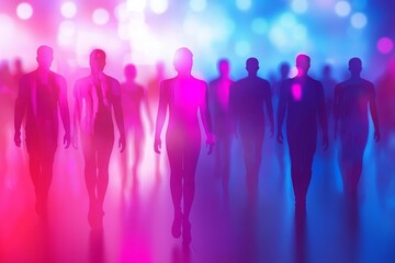 A gathering of individuals positioned above a network, ideal for illustrating technology concepts.