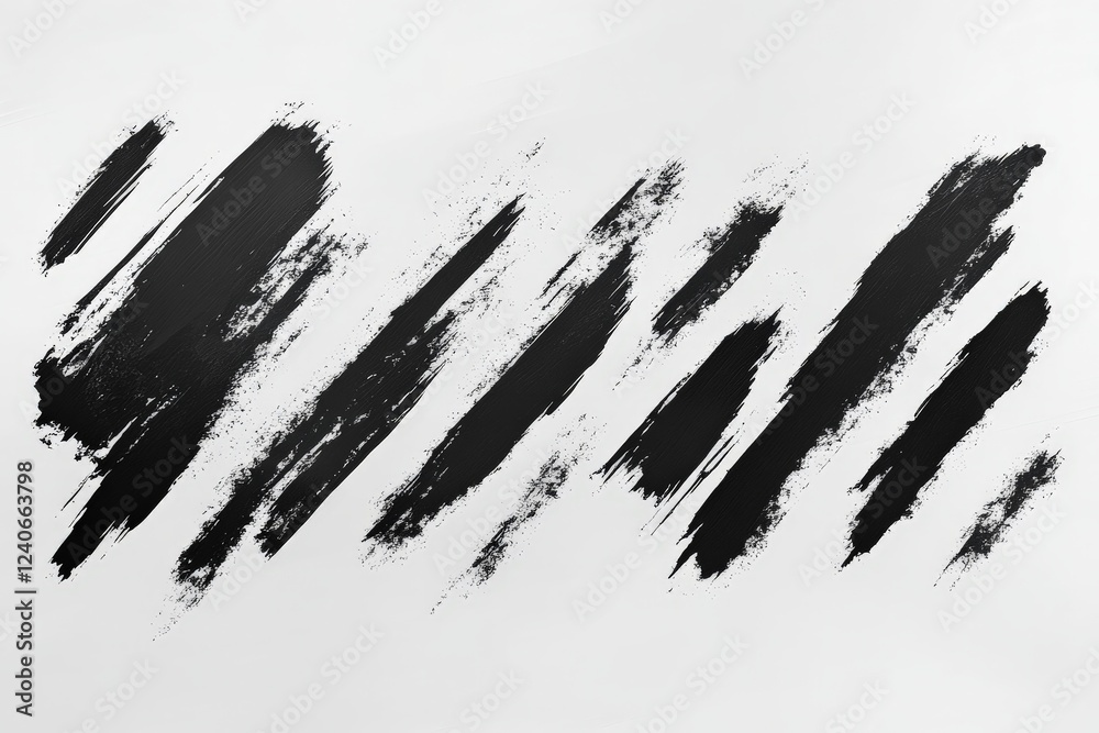 Poster black paint strokes create an abstract design on a white background showcasing artistic flair and cr