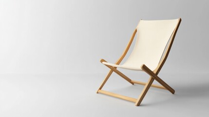 Minimalistic folding chair mockup, stylish and functional design, isolated on white