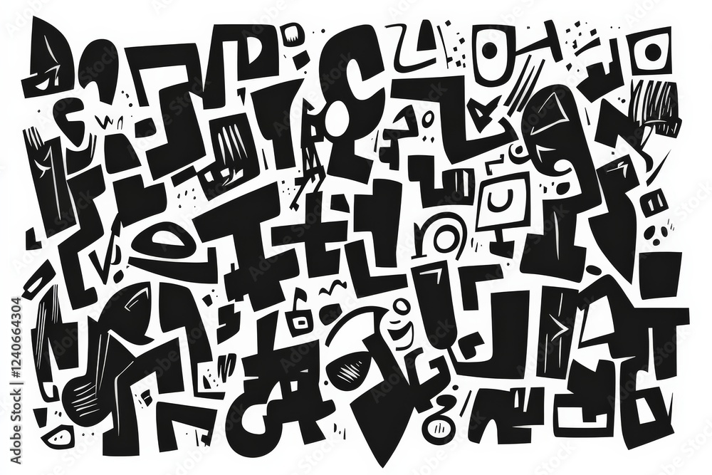 Aufkleber abstract black and white design filled with geometric shapes and artistic patterns showcasing creati
