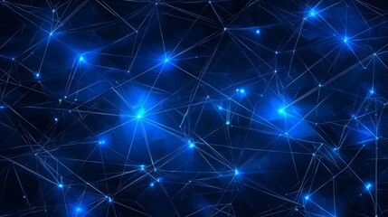 Obraz premium Illustration of abstract data technology in a futuristic style, with low poly shapes and connecting dots and lines on a dark background. It's a 3D rendering that visualizes big data in a hyper