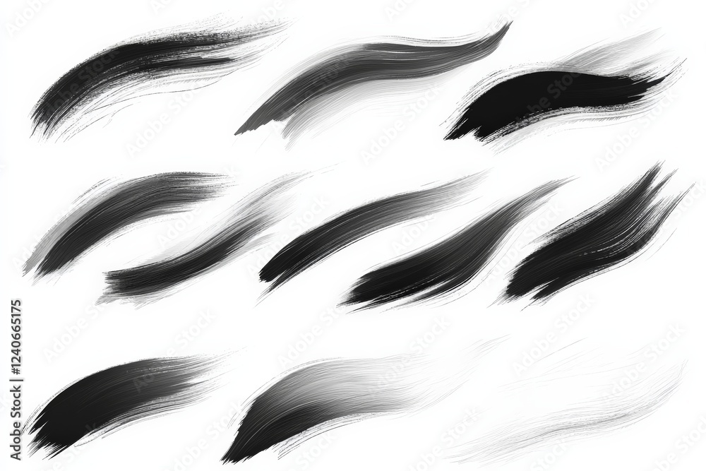 Poster abstract black and white brush strokes on textured paper showcasing artistic expression and creativi
