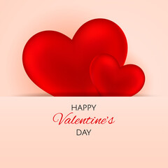 Red bright heart on a beige background. Valentine's Day greeting card. Happy Valentine's Day.