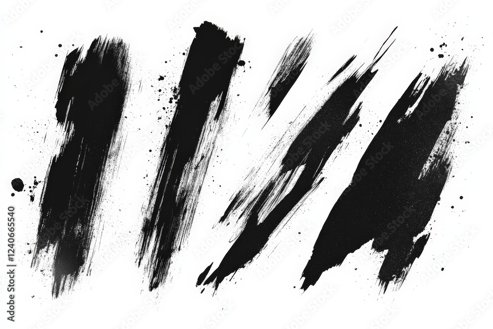 Fototapete black abstract brush strokes creating a dynamic texture for artistic backgrounds and designs