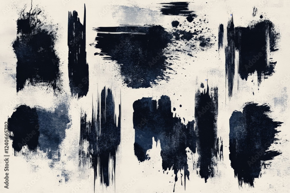 Poster Abstract dark brush strokes create a dynamic backdrop for artistic design projects and creative expressions