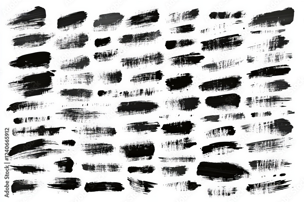 Poster Artistic black and white brush strokes create a textured abstract design ideal for backgrounds or creative projects