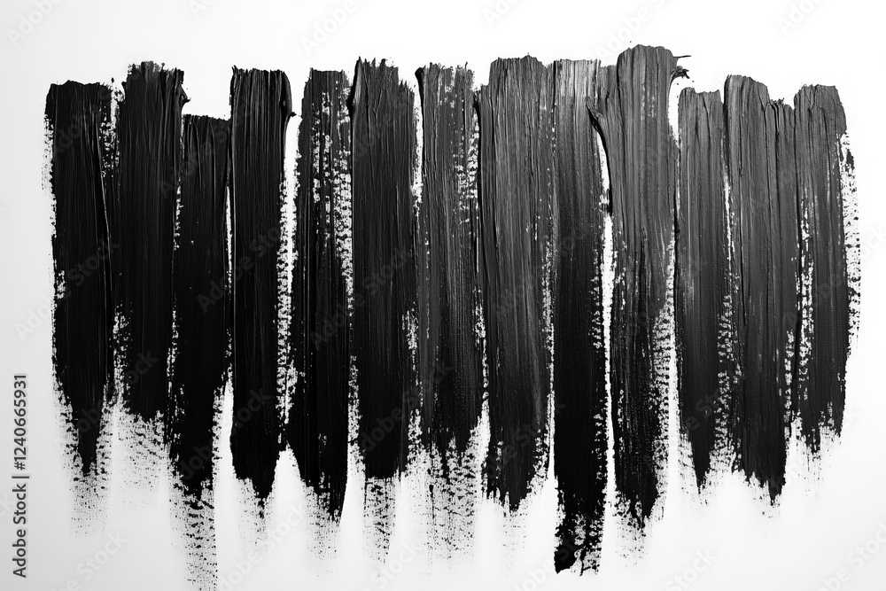 Poster strokes of black paint create an abstract texture on a white canvas