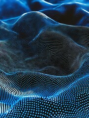 An abstract background with waving particles, where dots move in a flowing pattern, suitable for hi-tech and big data themes.