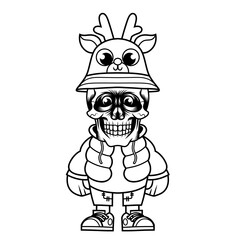 Mascot character design cartoon deer hat outline