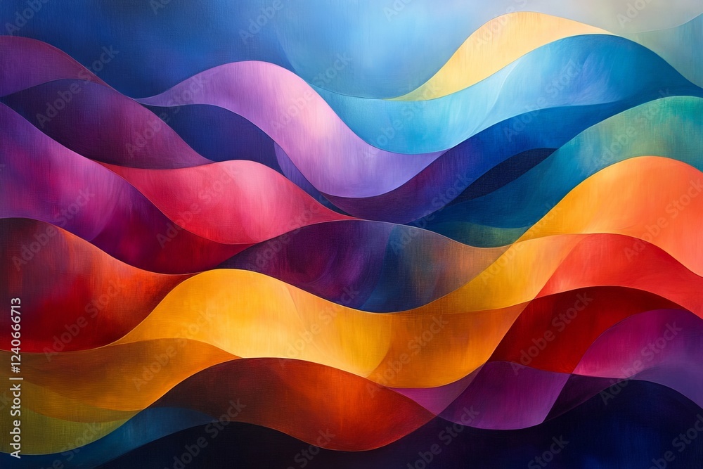 Fototapete vibrant waves of color create a harmonious abstract design in a modern artwork
