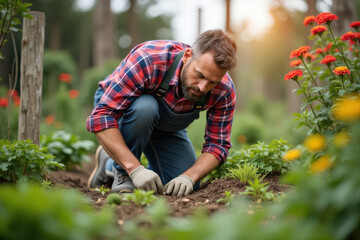 Fototapeta premium person working in garden