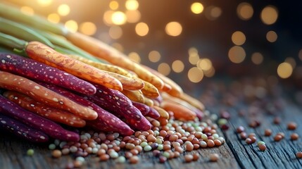 Artistic Representation of Borlotti Beans with Tilt Shift Selective Focus Effect in a Rustic Environment