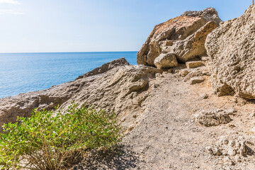 Rocks on the Golitsyn Trail is a mountain path cut into the slope of Mount Koba-Kaya, located along...