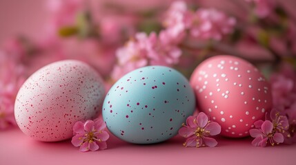 Obraz premium Easter. Holiday. Traditions. Easter eggs with colorful patterns. Spring mood. Easter photo background. Wallpaper. 