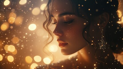 Fototapeta premium Gleaming vintage glitter lights softly illuminating a dreamy background