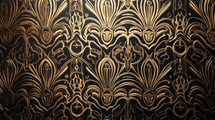 Opulent Black Gold Decorative Wall Pattern