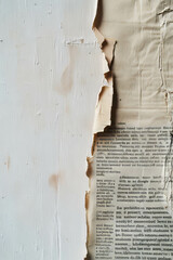 Minimalistic scrapbook composition featuring old newspaper with coffee stains and texture