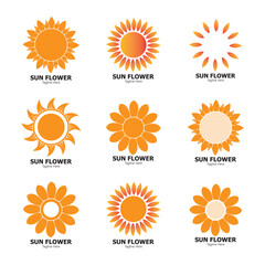 Fototapeta premium sunflower set vector logo design concept template