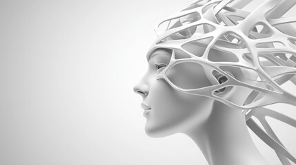 Futuristic Profile View of Abstract Human Form with Intricate Network Elements