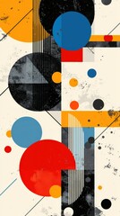 Obraz premium Exploring bold colors and geometric shapes in retro design elements abstract art space graphic artwork midcentury modern inspiration