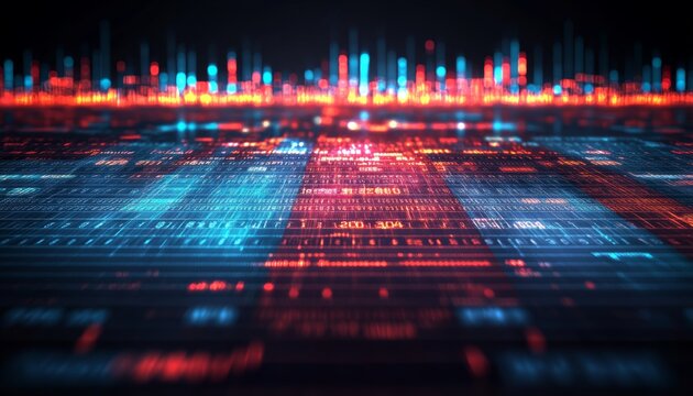 Abstract Technology Background, Glowing Lines, Data Points, Futuristic Design, Business Concept - Powered by Adobe