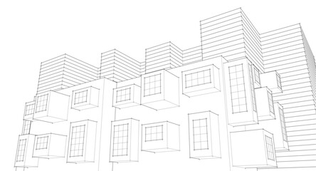 abstract modern architecture 3d illustration