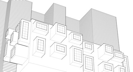 abstract modern architecture 3d illustration