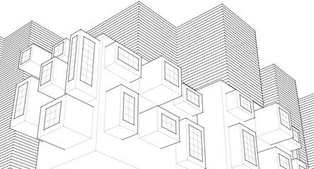 abstract modern architecture 3d illustration