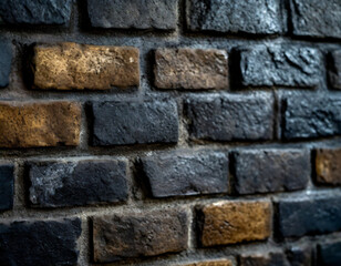 Fototapeta premium black brick wall, dark background for design 