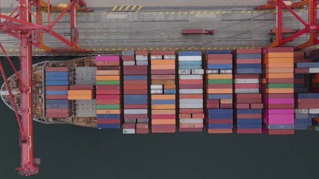Aerial view of fremantle port with ships and containers in a bustling harbour, fremantle, australia.