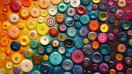 Fototapeta premium Many colorful buttons set on a colorful background