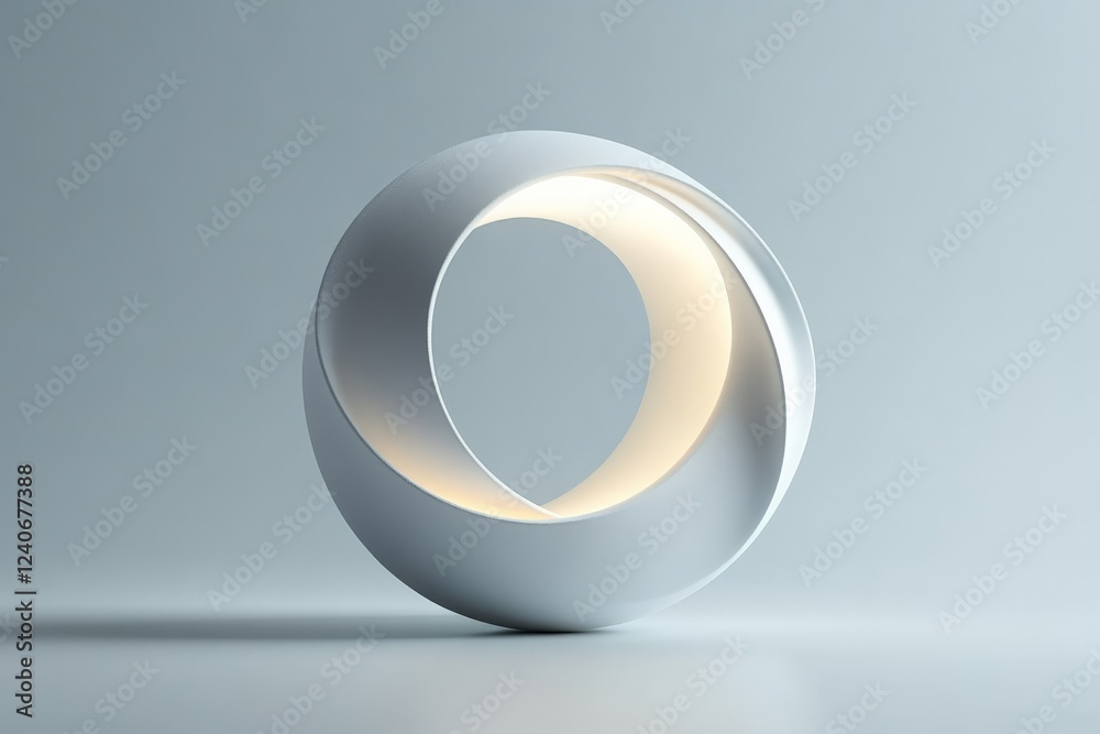 Poster modern minimalist sculpture with soft lighting showcasing fluid design in a contemporary space