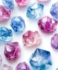 Fototapeta premium Colorful Watercolor Gemstones in Various Shapes and Sizes