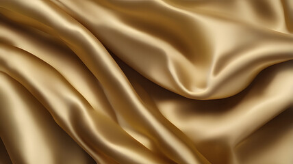 Luxurious Golden Satin Fabric with Smooth and Elegant Folds.
