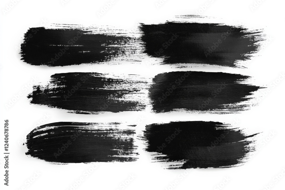 Poster black paint strokes on white background showcasing texture and artistic versatility for creative pro