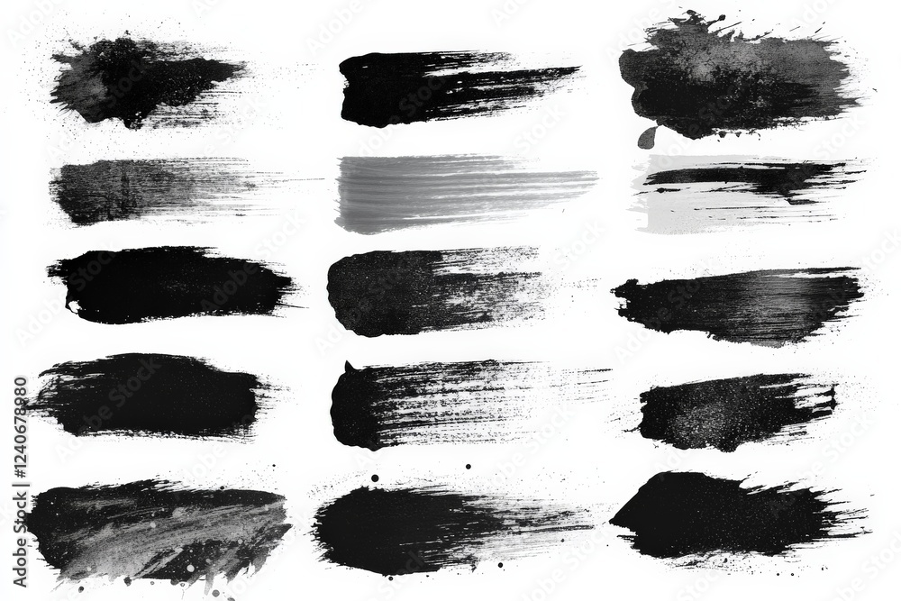 Poster black and gray paint strokes displayed on a clean background for artistic inspiration and design app