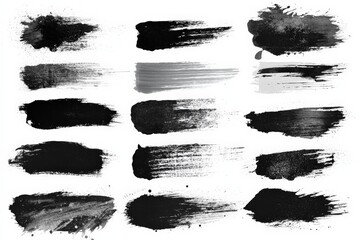 Black and gray paint strokes displayed on a clean background for artistic inspiration and design...