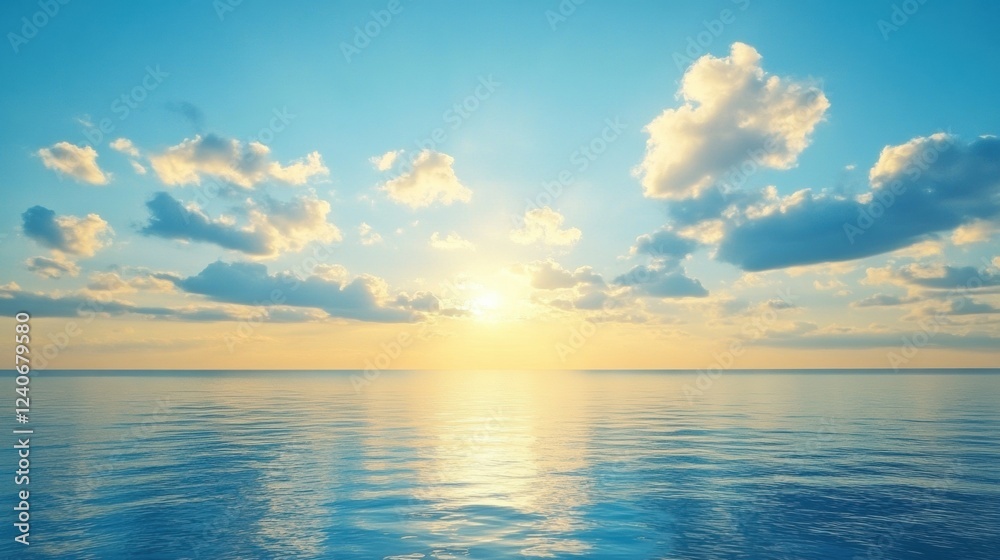 Leinwandbilder breathtaking view of a serene ocean sunset illuminating the sky with colorful clouds for reflection 