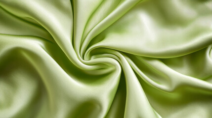 Obraz premium Light green satin fabric draped in elegant folds showcasing a smooth texture and soft sheen suitable for fashion and decor