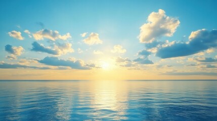 Obraz premium Breathtaking view of a serene ocean sunset illuminating the sky with colorful clouds for reflection and relaxation. Generative AI