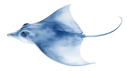 Elegant Blue Stingray Aquatic Creature Ocean Wildlife